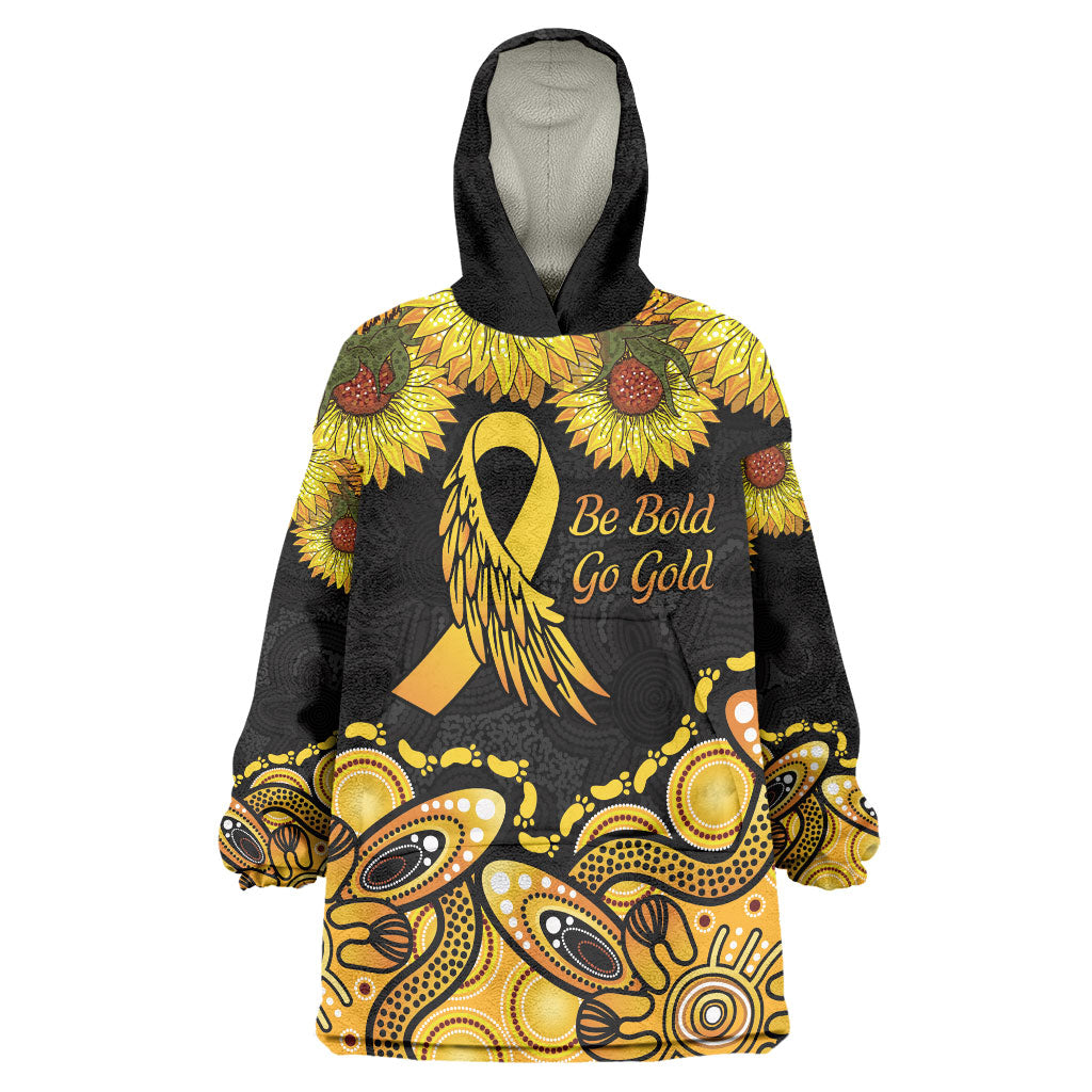 Be Bold Go Gold Aboriginal Ribbon Childhood Personalised Wearable Blanket Hoodie