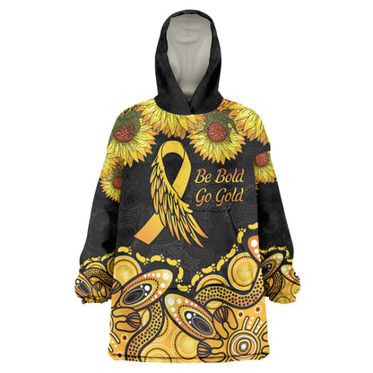 Be Bold Go Gold Aboriginal Ribbon Childhood Personalised Wearable Blanket Hoodie