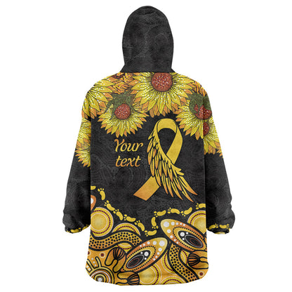 Be Bold Go Gold Aboriginal Ribbon Childhood Personalised Wearable Blanket Hoodie
