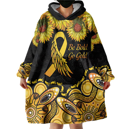 Be Bold Go Gold Aboriginal Ribbon Childhood Personalised Wearable Blanket Hoodie