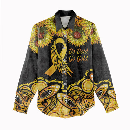 Be Bold Go Gold Aboriginal Ribbon Childhood Personalised Women Casual Shirt