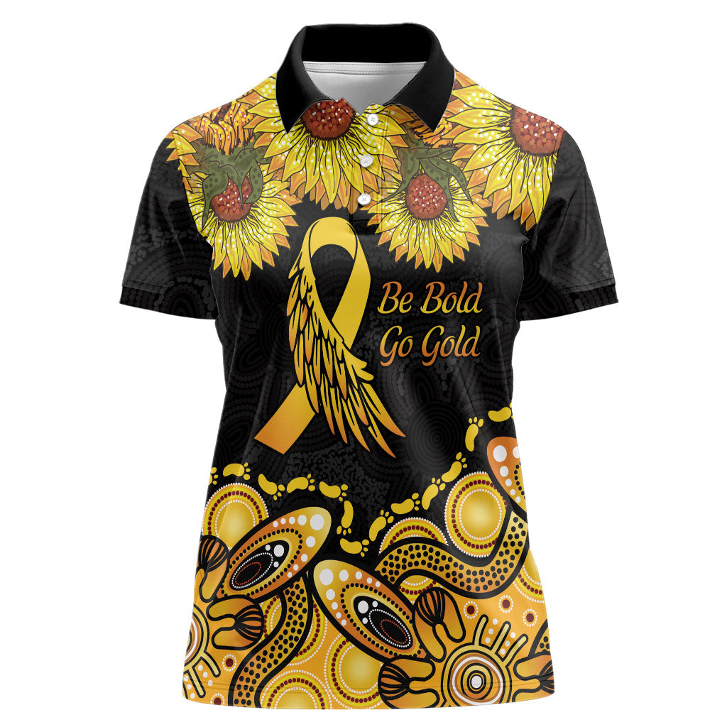 Be Bold Go Gold Aboriginal Ribbon Childhood Personalised Women Polo Shirt