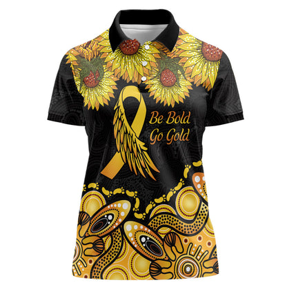 Be Bold Go Gold Aboriginal Ribbon Childhood Personalised Women Polo Shirt