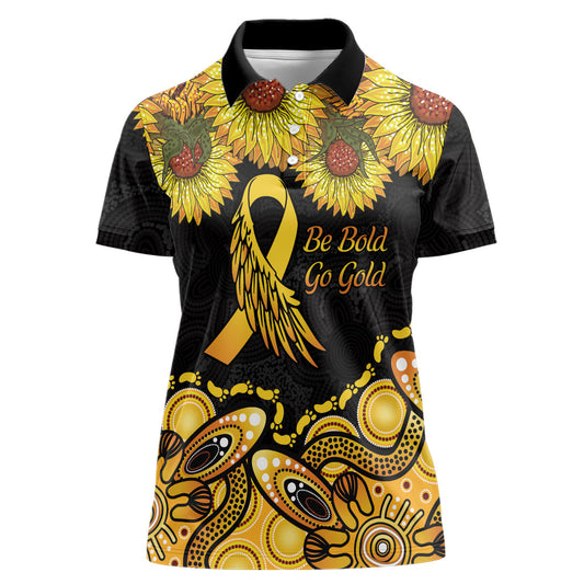 Be Bold Go Gold Aboriginal Ribbon Childhood Personalised Women Polo Shirt