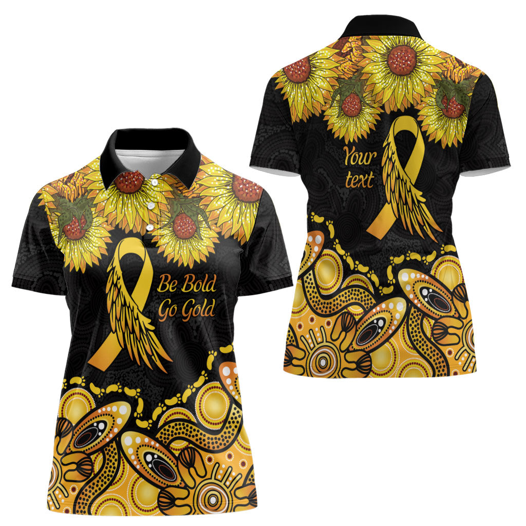 Be Bold Go Gold Aboriginal Ribbon Childhood Personalised Women Polo Shirt