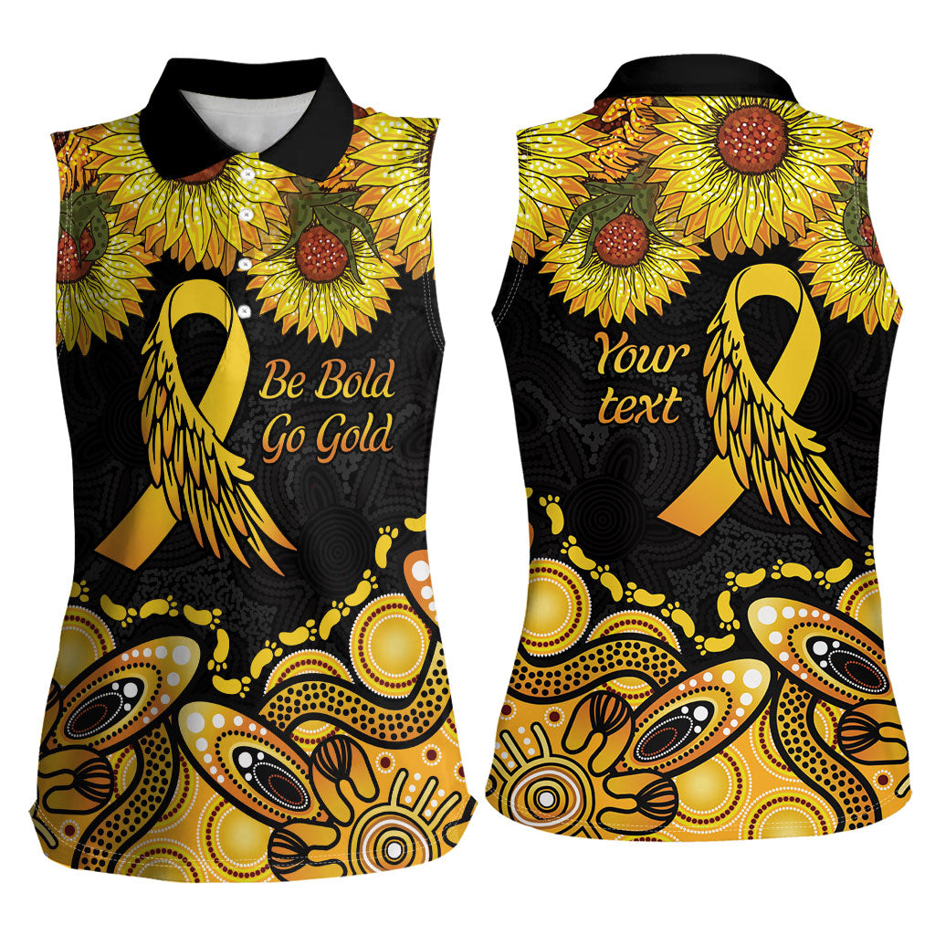 Be Bold Go Gold Aboriginal Ribbon Childhood Personalised Women Sleeveless Polo Shirt