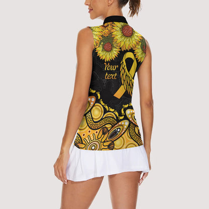 Be Bold Go Gold Aboriginal Ribbon Childhood Personalised Women Sleeveless Polo Shirt
