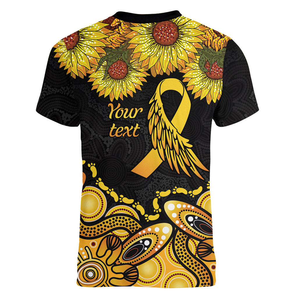Be Bold Go Gold Aboriginal Ribbon Childhood Personalised Women V-Neck T-Shirt