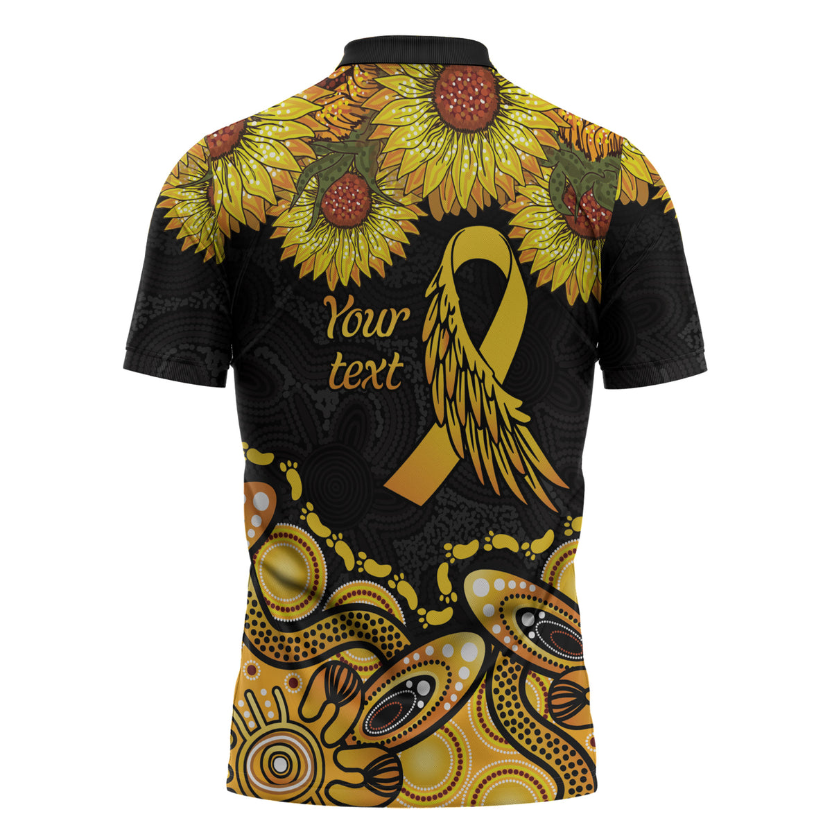 Be Bold Go Gold Aboriginal Ribbon Childhood Personalised Zipper Polo Shirt