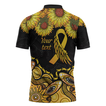 Be Bold Go Gold Aboriginal Ribbon Childhood Personalised Zipper Polo Shirt