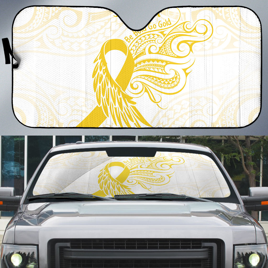 Be Bold Go Gold Polynesian Ribbon Childhood Personalised Auto Sun Shade