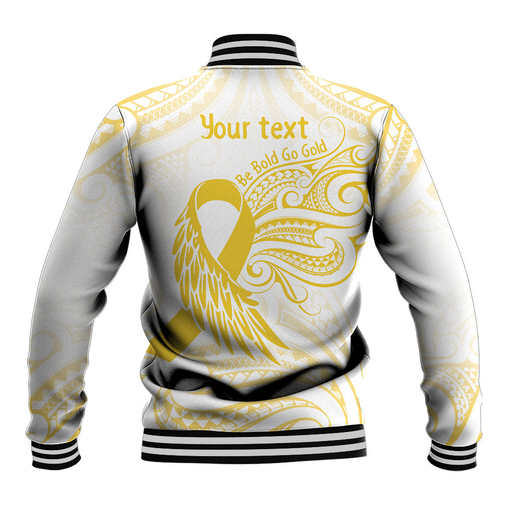 Be Bold Go Gold Polynesian Ribbon Childhood Personalised Baseball Jacket