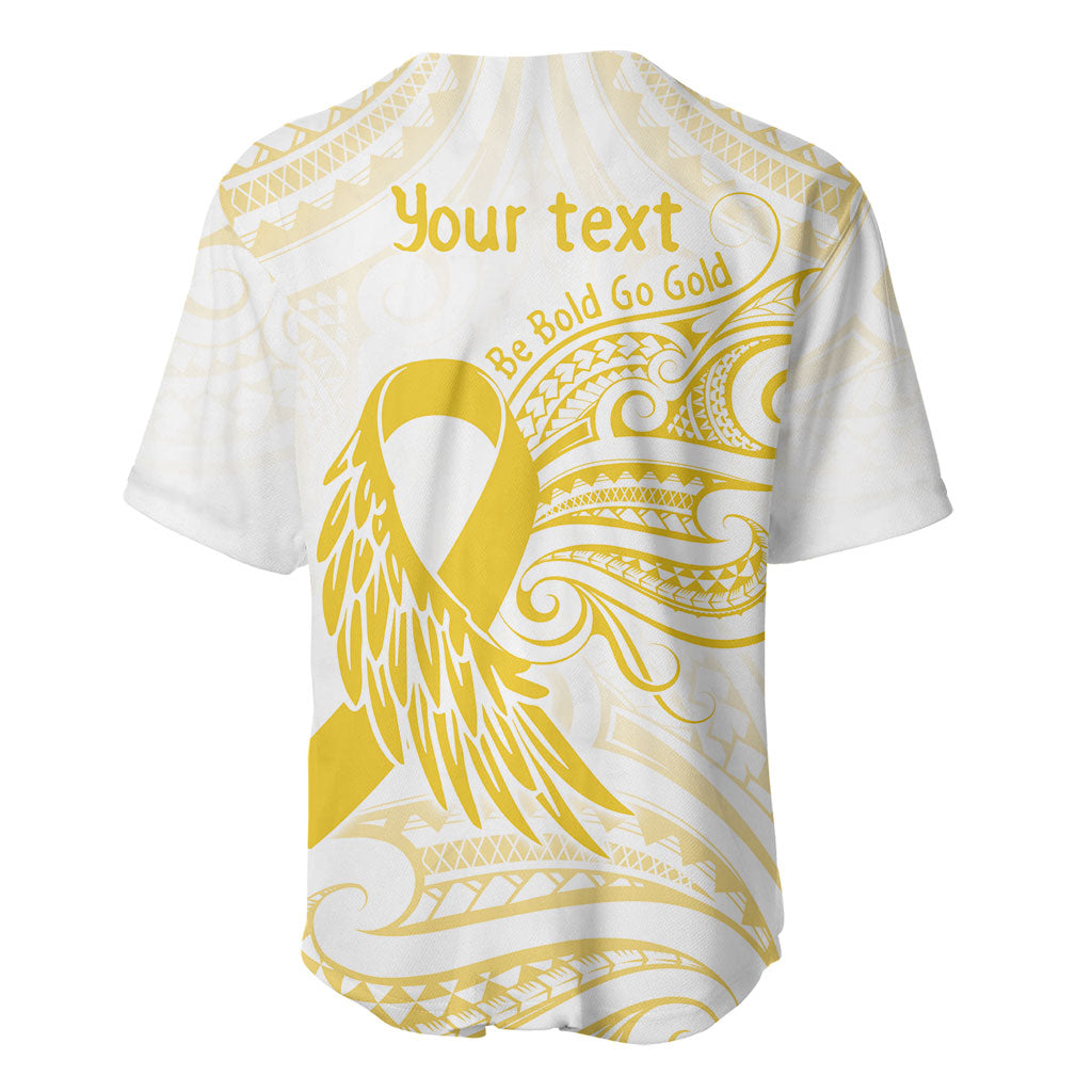 Be Bold Go Gold Polynesian Ribbon Childhood Personalised Baseball Jersey