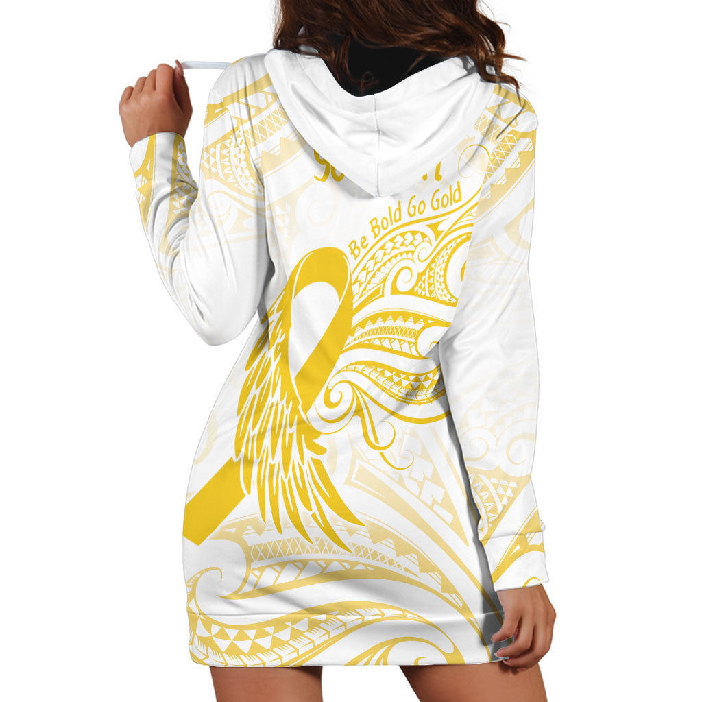 Be Bold Go Gold Polynesian Ribbon Childhood Personalised Hoodie Dress