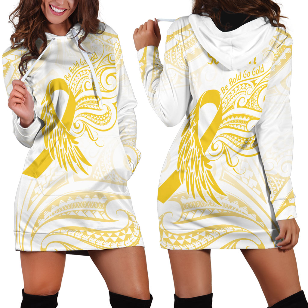 Be Bold Go Gold Polynesian Ribbon Childhood Personalised Hoodie Dress