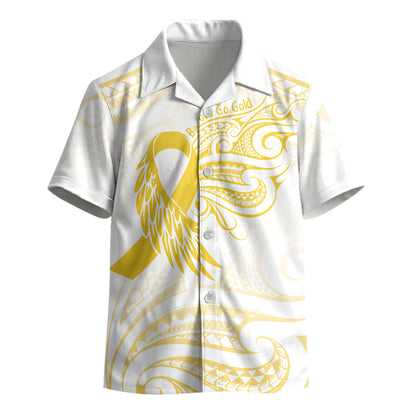 Be Bold Go Gold Polynesian Ribbon Childhood Personalised Kid Hawaiian Shirt