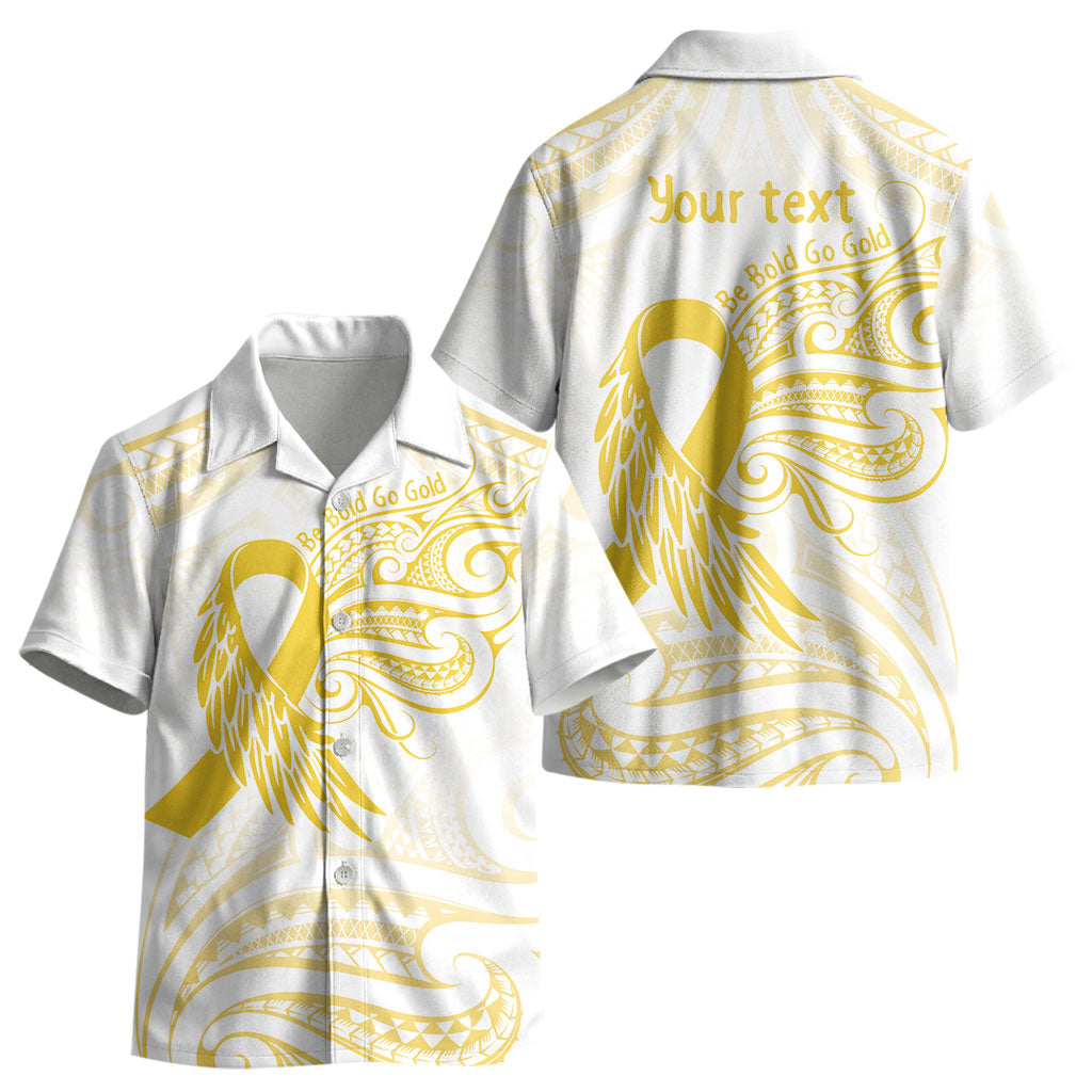 Be Bold Go Gold Polynesian Ribbon Childhood Personalised Kid Hawaiian Shirt