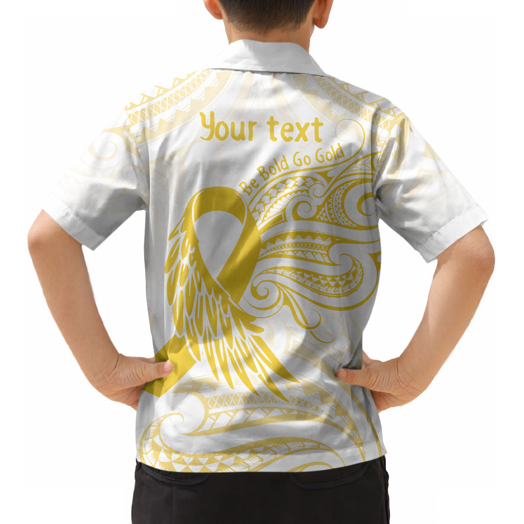 Be Bold Go Gold Polynesian Ribbon Childhood Personalised Kid Hawaiian Shirt