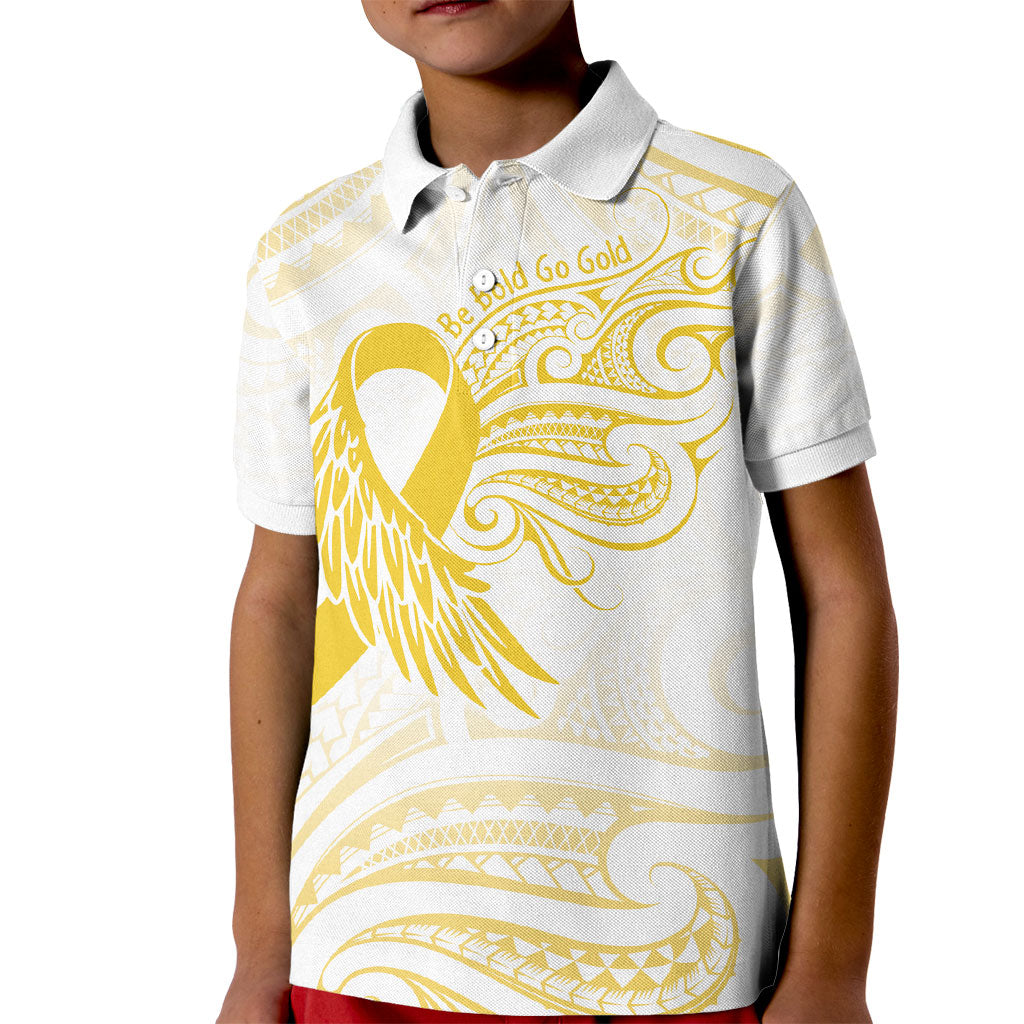 Be Bold Go Gold Polynesian Ribbon Childhood Personalised Kid Polo Shirt
