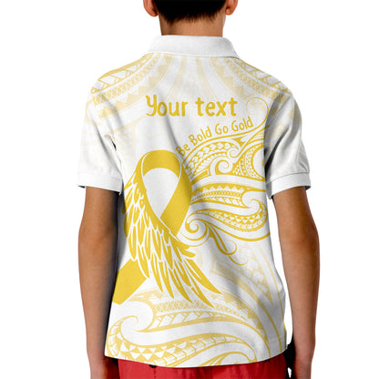 Be Bold Go Gold Polynesian Ribbon Childhood Personalised Kid Polo Shirt