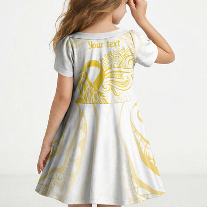 Be Bold Go Gold Polynesian Ribbon Childhood Personalised Kid Short Sleeve Dress