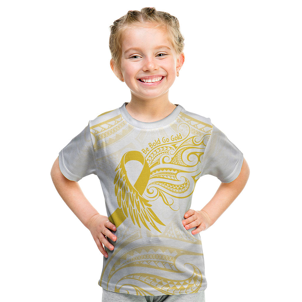 Be Bold Go Gold Polynesian Ribbon Childhood Personalised Kid T Shirt
