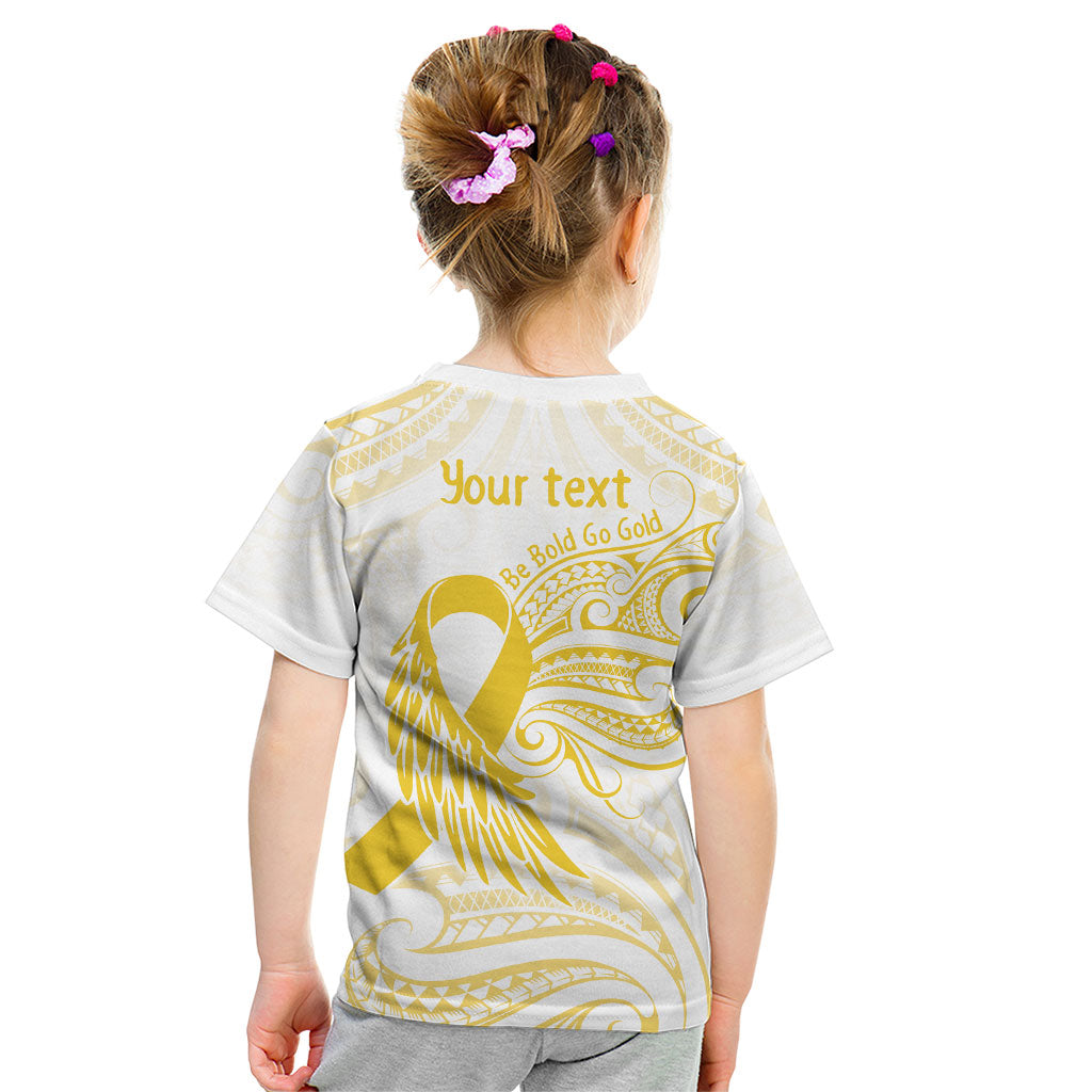 Be Bold Go Gold Polynesian Ribbon Childhood Personalised Kid T Shirt