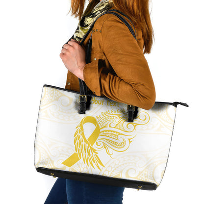 Be Bold Go Gold Polynesian Ribbon Childhood Personalised Leather Tote Bag