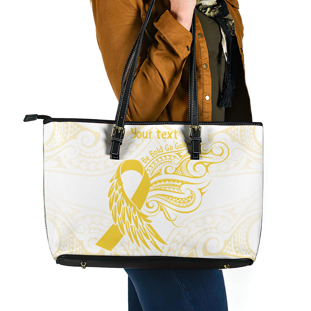 Be Bold Go Gold Polynesian Ribbon Childhood Personalised Leather Tote Bag