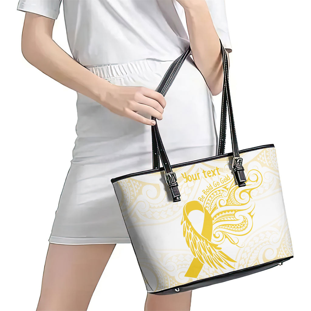 Be Bold Go Gold Polynesian Ribbon Childhood Personalised Leather Tote Bag