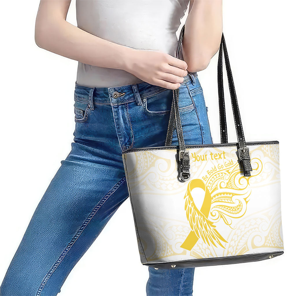 Be Bold Go Gold Polynesian Ribbon Childhood Personalised Leather Tote Bag