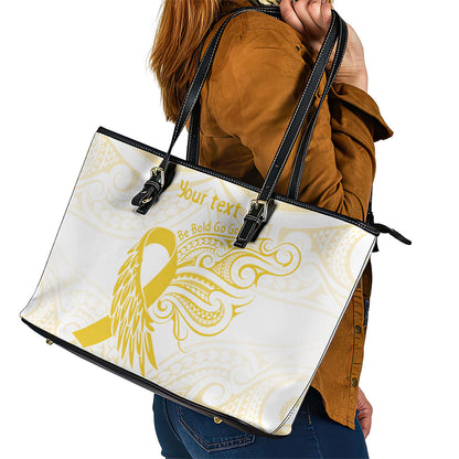 Be Bold Go Gold Polynesian Ribbon Childhood Personalised Leather Tote Bag