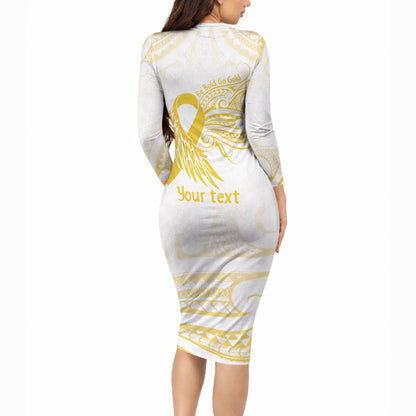 Be Bold Go Gold Polynesian Ribbon Childhood Personalised Long Sleeve Bodycon Dress