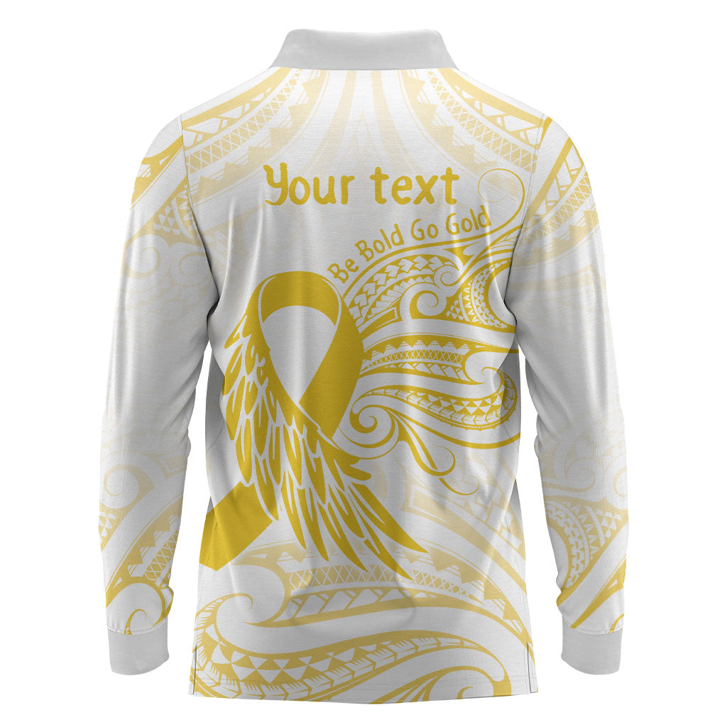 Be Bold Go Gold Polynesian Ribbon Childhood Personalised Long Sleeve Polo Shirt