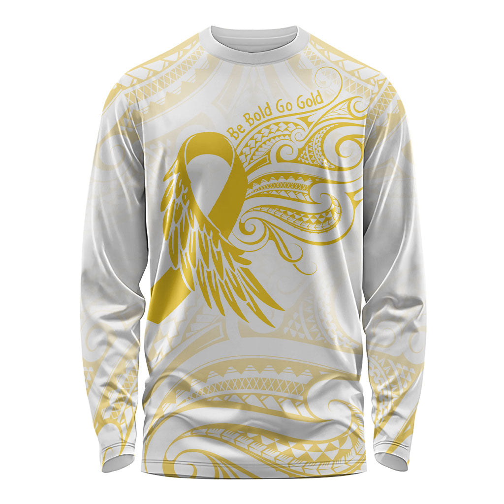 Be Bold Go Gold Polynesian Ribbon Childhood Personalised Long Sleeve Shirt