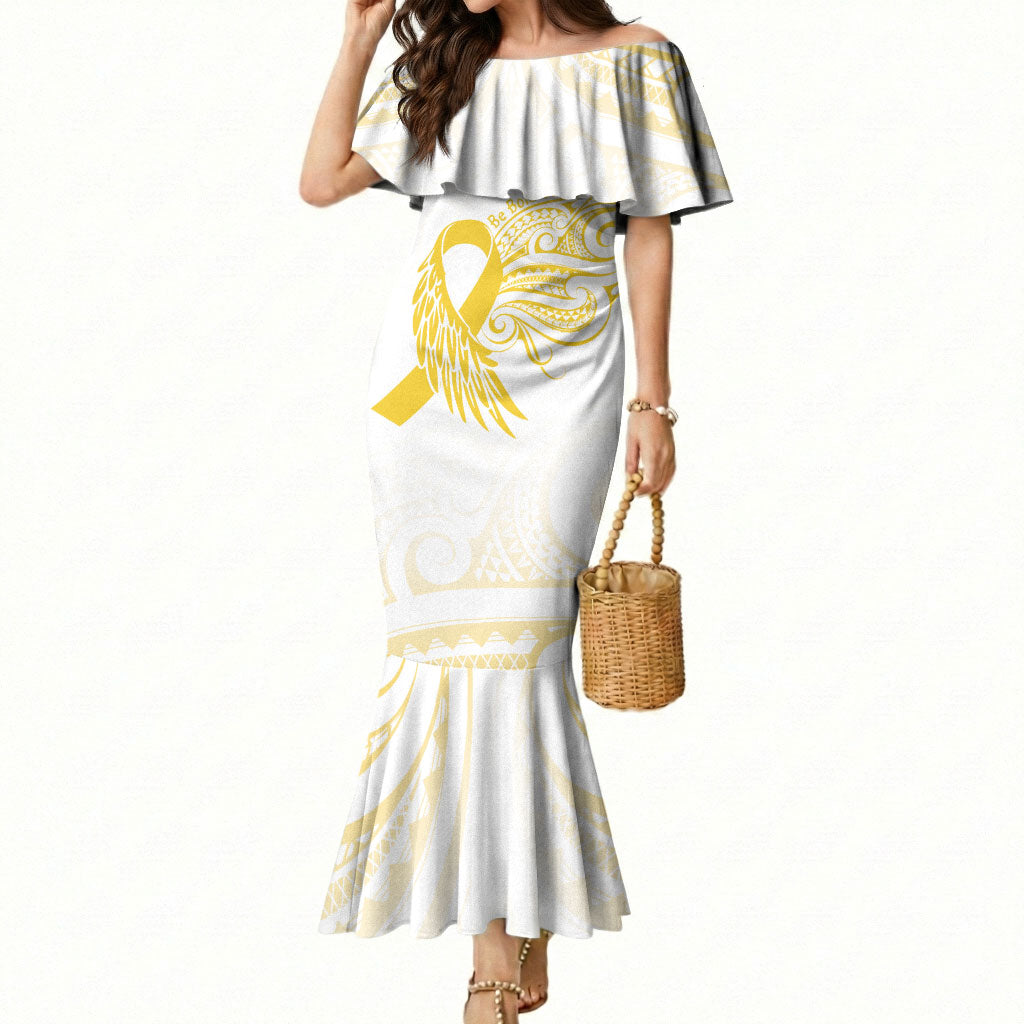 Be Bold Go Gold Polynesian Ribbon Childhood Personalised Mermaid Dress