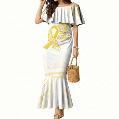 Be Bold Go Gold Polynesian Ribbon Childhood Personalised Mermaid Dress