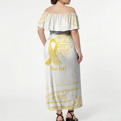 Be Bold Go Gold Polynesian Ribbon Childhood Personalised Off Shoulder Maxi Dress