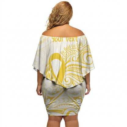 Be Bold Go Gold Polynesian Ribbon Childhood Personalised Off Shoulder Short Dress