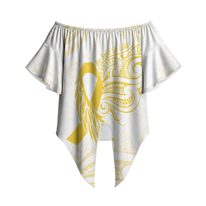 Be Bold Go Gold Polynesian Ribbon Childhood Personalised Off Shoulder Wrap Waist Top
