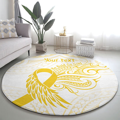 Be Bold Go Gold Polynesian Ribbon Childhood Personalised Round Carpet