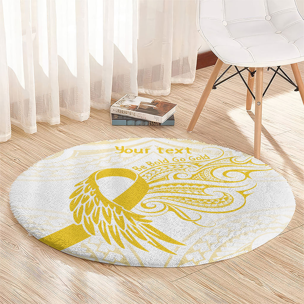 Be Bold Go Gold Polynesian Ribbon Childhood Personalised Round Carpet