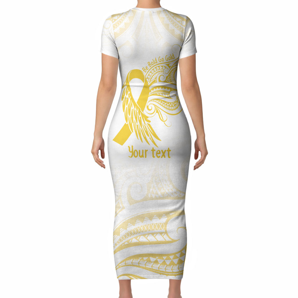 Be Bold Go Gold Polynesian Ribbon Childhood Personalised Short Sleeve Bodycon Dress