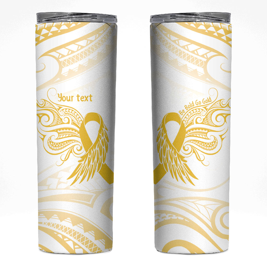 Be Bold Go Gold Polynesian Ribbon Childhood Personalised Skinny Tumbler