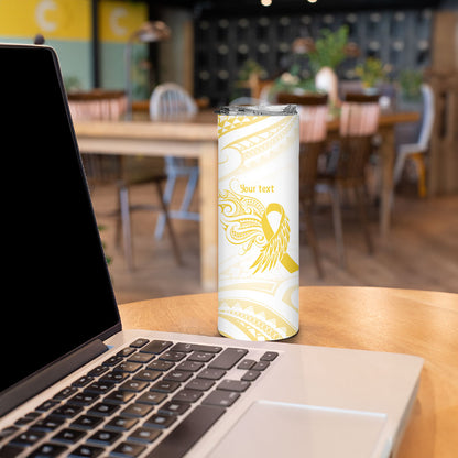 Be Bold Go Gold Polynesian Ribbon Childhood Personalised Skinny Tumbler