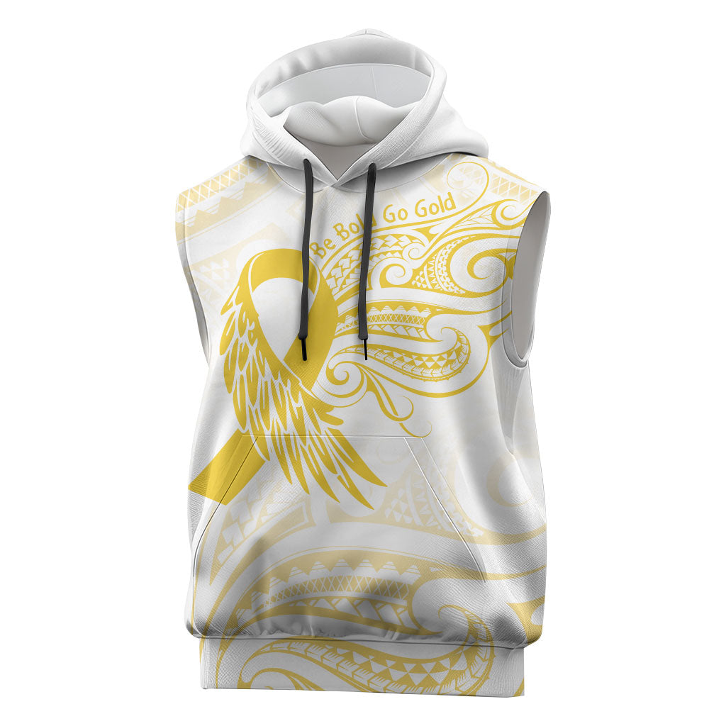 Be Bold Go Gold Polynesian Ribbon Childhood Personalised Sleeveless Hoodie