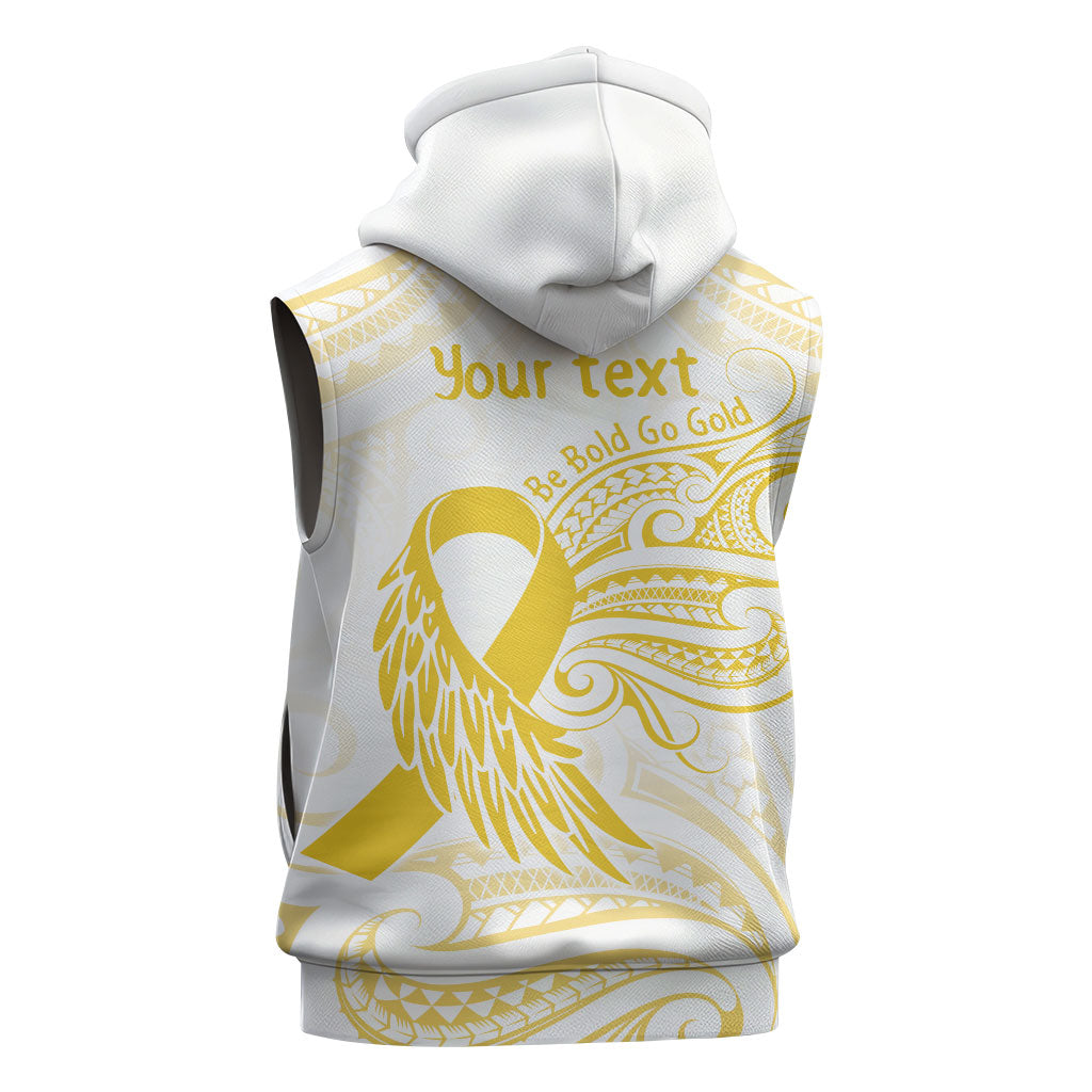 Be Bold Go Gold Polynesian Ribbon Childhood Personalised Sleeveless Hoodie
