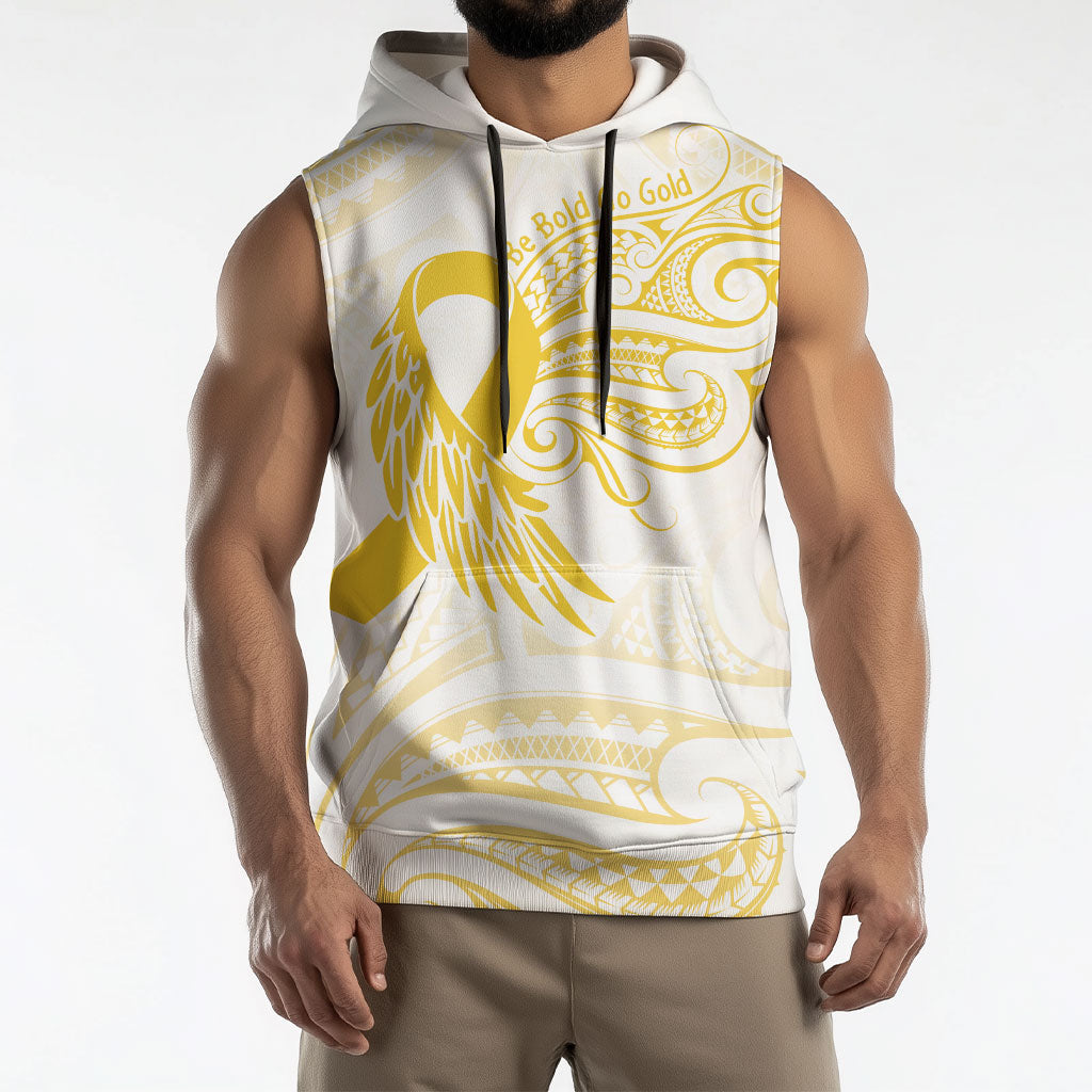 Be Bold Go Gold Polynesian Ribbon Childhood Personalised Sleeveless Hoodie