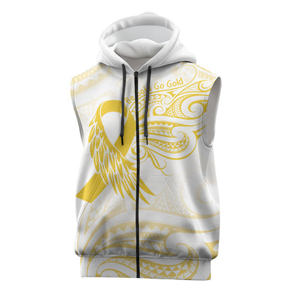 Be Bold Go Gold Polynesian Ribbon Childhood Personalised Sleeveless Zip Hoodie