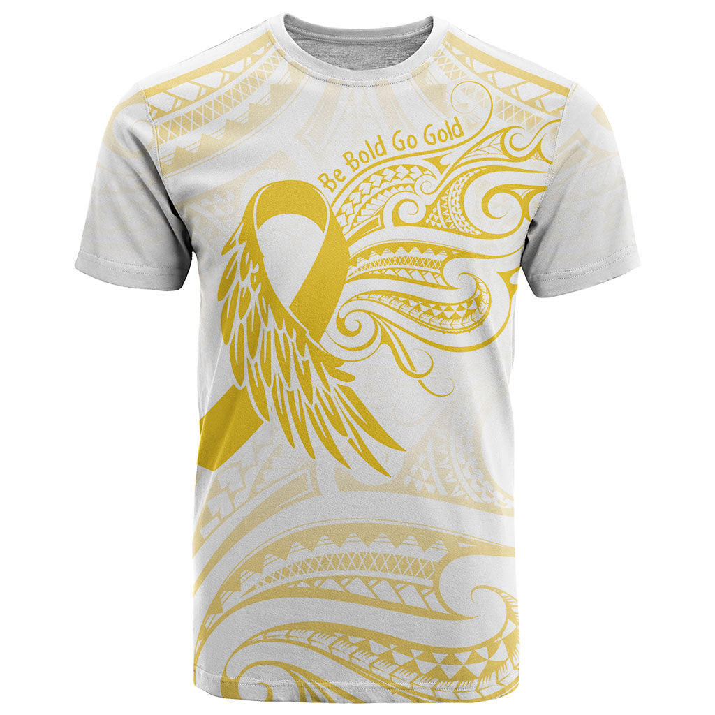Be Bold Go Gold Polynesian Ribbon Childhood Personalised T Shirt